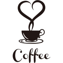 Minimalist Coffee Cup Wall Decals – Black Vinyl, Set of 10