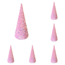 Velvet Sequin Christmas Cone Trees – 1pc Tabletop Decor