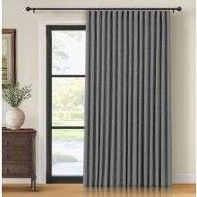 Linen Thermal Blackout Curtain Panel, 100" W x 84" L, Dark