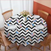 Pioneer Flower Floral Print Pattern Round Tablecloth 60 X 60 Inch, Wrinkle Resistant Wipeable Table Cloth for Kitchen Dining Picnic Patio Party