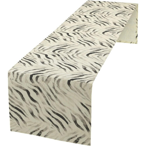 Linen Table Runner Zebra Print 13 x 90 in