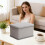 Medium Lidded Storage Box with Striped Design, Foldable Fabric Organizer for Clothes and Wardrobe, Stackable Durable Home Container 6