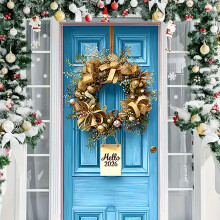 New Year Door Cover Fabric Decoration 90x180cm