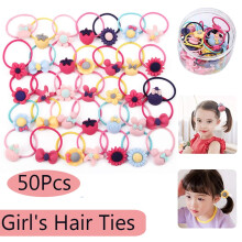 50pcs (25 Pairs) Mixed-Color Girls' Elastic Hair Ties – Soft Rubber Bands for Pigtails, Compatible with Kids, Toddlers, Teens
