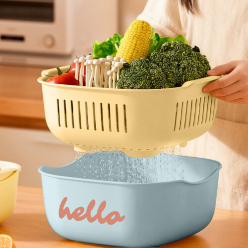 Double-Layer Plastic D-Rain Basket, Multi-Functional Storage Basket for Home Organization – Compatible with Household Items