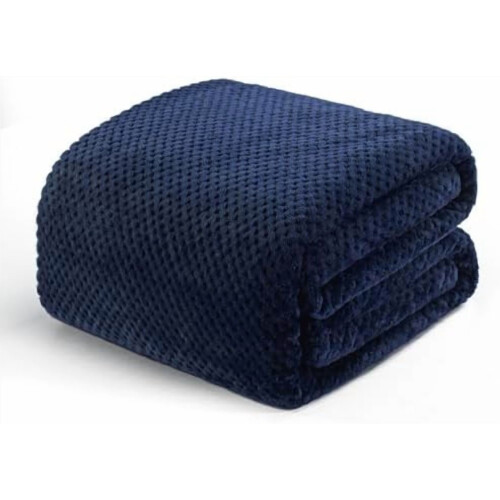 Waffle Jacquard Throw Blanket 60x80 in Navy