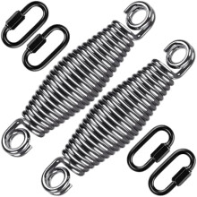 Heavy Duty Swing Springs for Hammock Chair, Porch Swing & Stands – 400 lbs, Conical Shape, Double Closed Ring, w/2 Locking Carabiners