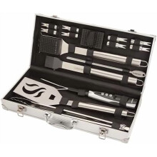 Set di 20 utensili per barbecue in acciaio inossidabile con custodia in alluminio