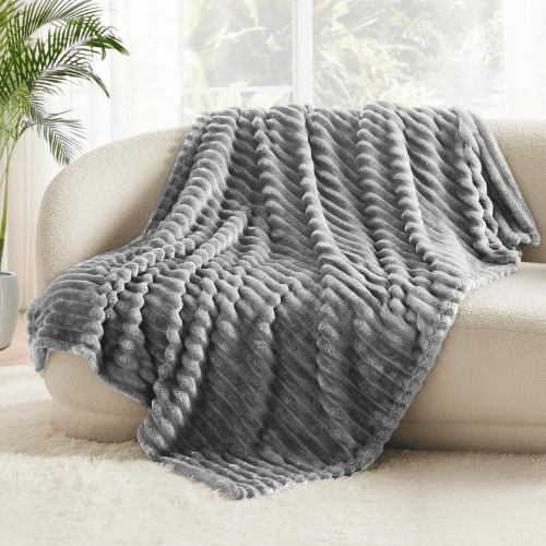 Queen Fleece Throw Blanket 90x90 in Grey