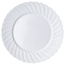 Lot de 10 assiettes rondes en plastique blanc de 25 cm (10 pouces) pour fêtes, vaisselle jetable