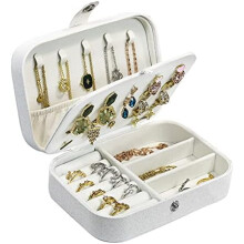 PU Leather Travel Jewelry Box – Compact 2-Layer Organizer