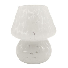 Mushroom Table Lamp Small Bedside Table Glass Lamp Translucent Glass Desk Lamp for Living Room US Plug White
