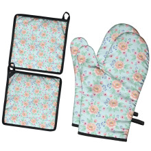 Gants de cuisine Pioneer Flower à motif floral (lot de 2), résistants à la chaleur, 19,5 cm x 30,5 cm