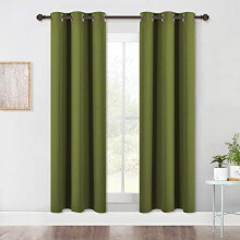 Olive Green Blackout Curtains 34" W x 60" L, 2 Panels,