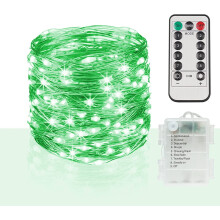 Vedenpitävät keijuvalosarjat, 8 tilaa + kaukosäädin, Firefly Twinkle, ulkotiloihin/häihin/juhliin (vihreä, USB, 19 m, 200 LEDiä)