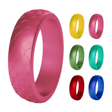 2Pcs Women Fish-scale Pattern Birthday Silicone Ring Wedding Band Accessory Gift (September, Sapphire Color,US 10)