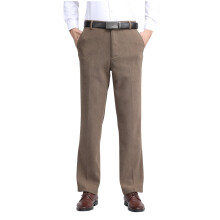 Corduroy herenbroek met rechte pijpen, hoge taille en zakken