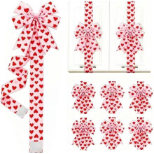 Lot de 6 nœuds en forme de cœur rose pour meubles – Décoration de Saint-Valentin, ornements romantiques d'intérieur, compatibles avec les