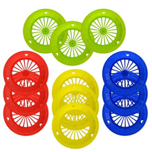 Set med 12 återanvändbara papperstallrikshållare 25 cm i blandade livfulla färger - Passar 23 cm papperstallrikar - Robusta och fasta, perfekta
