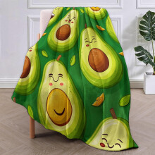 Cute Avocado Throw Blanket Gifts for Women Girls Soft Warm Lightweight Cozy Green Fruit Blankets for Bed Living Room Sofa Travel Home Decor 50"x40"