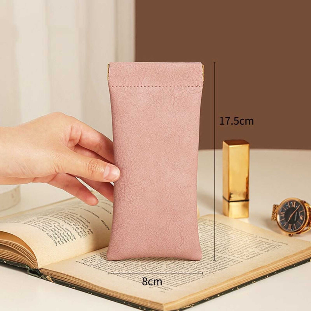 Portable Eyeglass Case Automatic Closure Pressure-Resistant Velvet Lining Compact Sunglasses Storage Bag for Travel Accessories 2-Pack