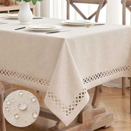 Linen-Effect Polyester Tablecloth Rectangular 52x70 in