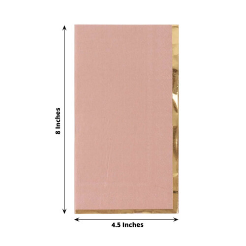 Χαρτοπετσέτες BalsaCircle Dusty Rose 2 στρώσεων με χρυσή άκρη 2