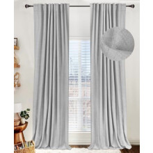 Linen Blackout Curtains 50x84 in, 2 Panels, Grey