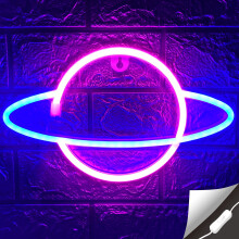 Insegna al neon a forma di pianeta alimentata tramite USB con interruttore on/off – Decorazione murale a LED Saturno per camera da letto e sala