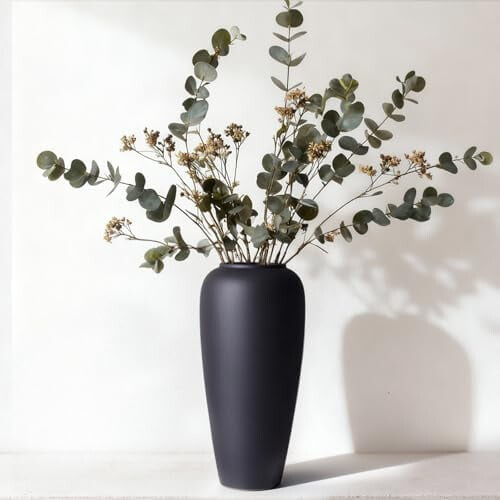 Black Ceramic Floor Vase 13.4 in
