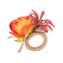 Ronds de serviette en alliage, motif rose artificielle, lot de 2
