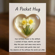 Pocket Hug Card, Floral Design Card for Emotional Gift, Small Greeting Card for Sharing, Personal Note, Kindness Token