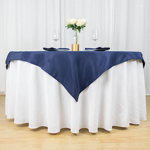 Navy Blue Square Polyester Tablecloth 54 in