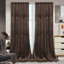 Crushed Velvet Curtains Scroll Floral 52" x 84"