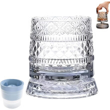 Obrotowy kryształowy kieliszek do whisky, obrotowy kieliszek do wina 360 (3,94 x 3,46 cala), kompatybilny z whisky i winem, na urodziny, święta