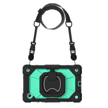 For Air 2024 Case Kids Tablet Stand Cover Silicone+PC for Air 13 Inches with Pen Tray,Black & Green