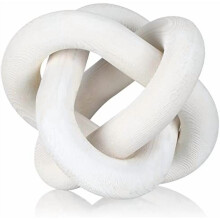 3 Link Wood Knot Decor - Hand Carved Coffee Table Decoration, Boho Chain Link Decor, Modern Shelf, Rustic Objects for Home Living Room Bedroom(White)