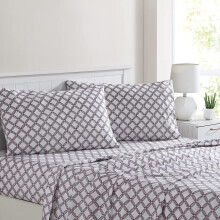 Set zijdezachte, kreukvrije microvezel lakens – hoeslaken met diepe hoeken, plat laken en kussenslopen, Kashmir Rose Clay, tweepersoons, compatibel