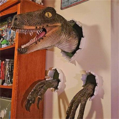 3D Dinosaur Wall Sculpture Set - Resin, 2 pcs 2