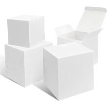 XAGLVV Petites boîtes cadeaux blanches 7,6 x 7,6 x 7,6 cm – Papier recyclé, avec couvercles, pour cadeaux d'invités, mariages, biscuits, bougies