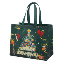 2 sacchetti regalo natalizi in tessuto non tessuto da 32 x 25 x 17 cm, borse ecologiche riutilizzabili con fondo rinforzato – ideali per feste di