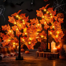 Retro Red Bird LED Tree Lights with Berries, 3xAA