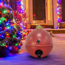 Boule de Noël gonflable de 61 cm avec grelots – Grande décoration en PVC pour jardin, cour et fêtes en extérieur – Compatible avec les