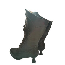 Buty damskie zimowe, ciepłe, na średnim obcasie, swobodne, w stylu retro, brytyjskim, w jednolitym kolorze, sznurowane, szpiczaste, do połowy