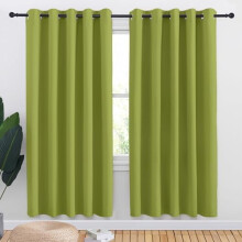 Fresh Green Blackout Curtains 70x72", 2 Panels, Microfiber Thermal Insulated, Solid Ring Top — Compatible with Standard Rods