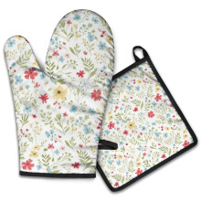 Gants de cuisine Pioneer Flower à motif floral (lot de 2), résistants à la chaleur, 19,5 cm x 30,5 cm