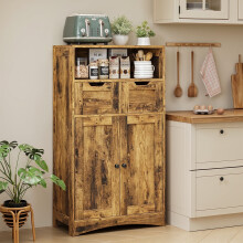 Armoire de rangement pour garde-manger, 109 cm (43 po), avec 2 portes magnétiques, 2 tiroirs à monter soi-même, étagères réglables, style rétro