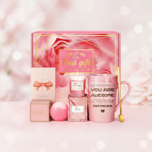 Cesta rosa de spa para el cuidado personal de la mujer (1 unidad)