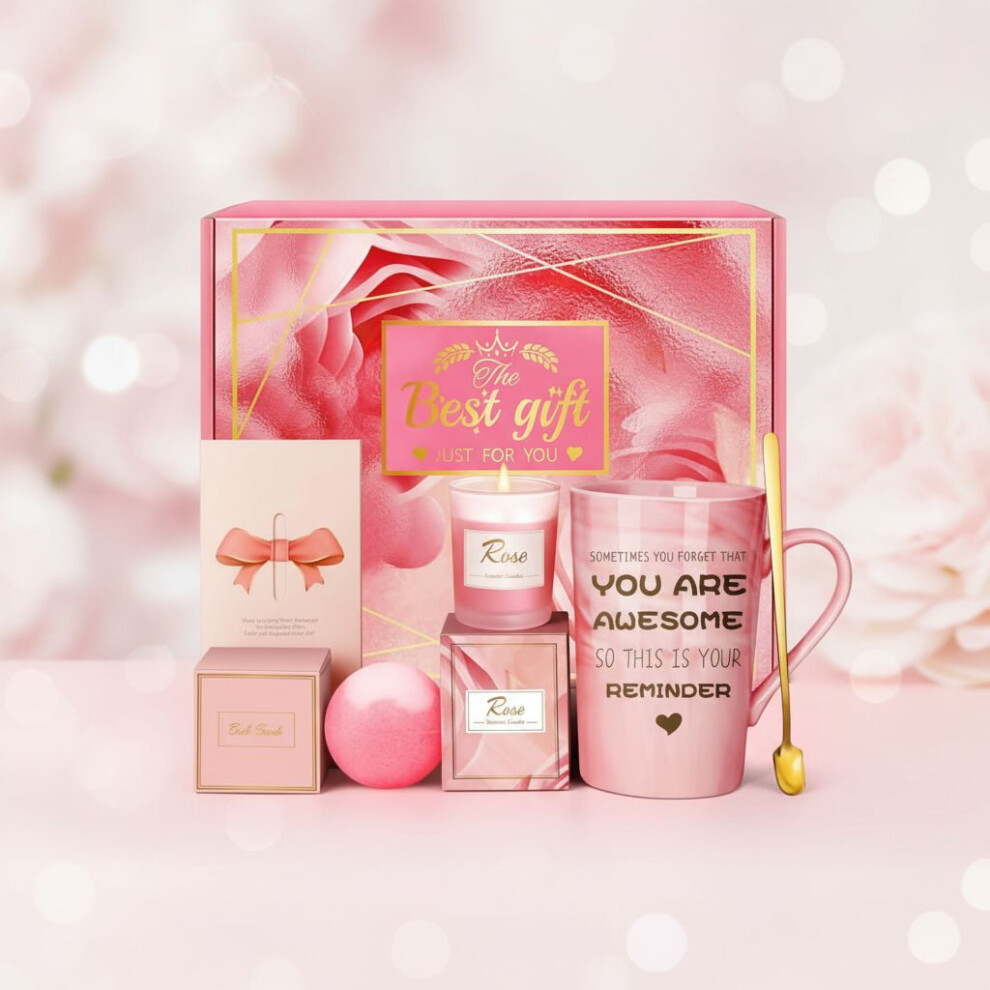 Pink Self-Care Spa Basket: Birthday, Christmas, Valentine's Gift For Women, Mom, Sister, Friend, Grandma, Wife, Bestie, Coworkers