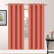 Coral Orange Blackout Curtains with Grommets 52x72 Inch 2